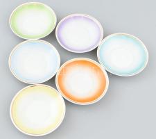 Hollóházi Vasas SC retro mokkás készlet. 6 db, aljjal Matricás, jelzett, minimális kopással 28 cm