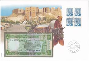 Szíria 1988. 5P felbélyegzett borítékban, bélyegzéssel T:I Syria 1988. 5 Pounds in envelope with stamp and cancellation C:UNC