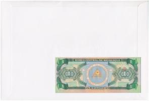 Nicaragua 1990. 1C borítékban, alkalmi bélyeggel és bélyegzéssel T:I Nicaragua 1990. 1 Cordoba in en...