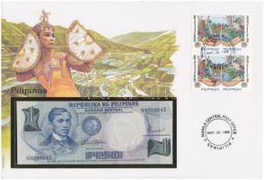 Fülöp-szigetek 1969. 1P felbélyegzett borítékban, bélyegzéssel T:I Philippines 1969. 1 Piso in envelope with stamp and cancellation C:UNC