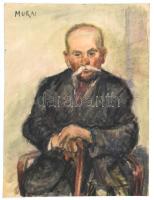 Murai jelzéssel: Bajszos férfi portréja. Akvarell, papír, lapszéli apró szakadásokkal, 39,5x29,5 cm