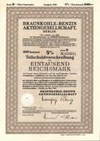Német 3. Birodalom 1940. "Braunkohle-Benzin Aktiengesellschaft" részvénye 1000M (6x)
