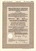 Német 3. Birodalom 1940. "Braunkohle-Benzin Aktiengesellschaft" részvénye 1000M (6x)