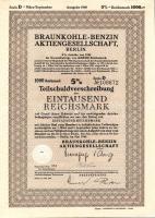 Német 3. Birodalom 1940. "Braunkohle-Benzin Aktiengesellschaft" részvénye 1000M (6x)