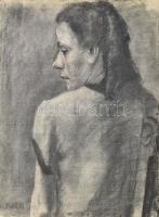 Murai jelzéssel: Női hátakt. Szén, papír. Feltekerve. Lapszéli szakadásokkal. 63x48 cm