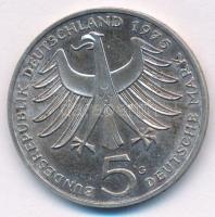 NSZK 1975G 5M Ag "Albert Schweitzer" T:1,1- patina FRG 1975G 5 Mark "Albert Schweitze...
