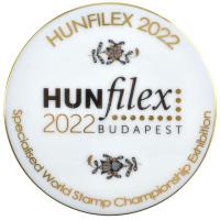 2022. HUNFILEX 2022 Budapest - Specialised World Stamp Championship Exhibition hátoldalán jelzett Herendi porcelán emlékérem díszdobozban (87mm) T:1