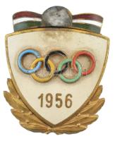 1956. "Olimpia 1956" zománcozott aranyozott jelvény "DÖMÖTÖR É. BATTAGY ÖTVÖSMŰVÉSZEK BUDAPEST" gyártói jelzéssel T:2 zománchiba, a Rákosi-címer hiányzik