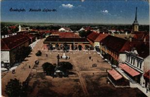 Érsekújvár, Nové Zámky; Kossuth Lajos tér, üzletek. Vasúti levelezőlapárusítás 2098. / square, shops (EK)