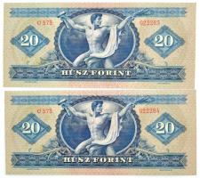 1949. 20Ft (2x) sorszámkövetők "C 573 022284 - C 573 022285" T:I,I- 
Adamo F10