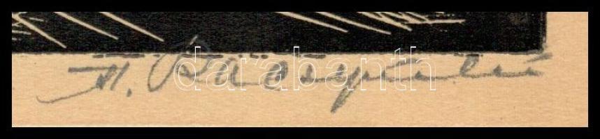 Stanislaw Raczynski (1890-1955): Krakkó (Kraków), 2 db linómetszet, papír, jelzett, 22x16 cm (lapmér...