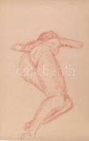 Jelzés nélkül: Fekvő női hátakt. Kréta, ceruza, papír. Feltekerve. Lapszéli szakadásokkal. 60x41,5 cm