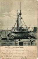 1906 SMS Bellona az Osztrák-Magyar Haditengerészet uszály laktanyája (ex SMS Kaiser) / K.u.K. Kriegsmarine Wohnschiff / Austro-Hungarian Navy Barracks ship for mariners. Dep. M. Clapis, Pola (EK)