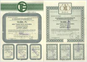 Budapest 1991-1992. OTP Bank 3xklf letéti jegye 10.000Ft-ról (2x) és 50.000Ft-ról, szelvényekkel, bélyegzésekkel, lyukasztással érvénytelenítve T:II,II-