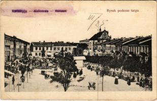 1915 Kolomyia, Kolomyja, Kolomyya, Kolomea; Rynek podezas targu / main square, market + Proviantoffizier des k.u.k. 10. Kavallerietruppendivisionskommadnos (EK)