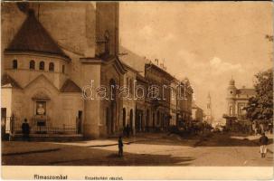 1913 Rimaszombat, Rimavská Sobota; Erzsébet tér, üzletek / square, shops