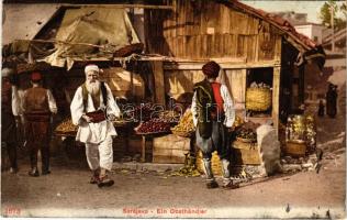 1907 Sarajevo, Ein Obsthändler / Bosnian folklore, market, fruit seller / bosnyák gyümölcsárus (EK)