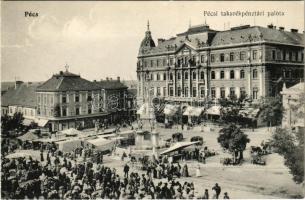 Pécs, Takarékpénztár palota, piac, üzletek