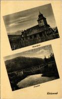 1942 Kőrösmező, Körösmező, Yasinia, Yasinya, Jaszinya, Jassinja, Jasina; Fatemplom, Tisza híd / wooden church, bridge + kétnyelvű bélyegzés / bilingual cancellation