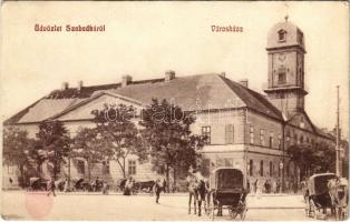 Szabadka, Subotica; Városháza, hintók / town hall, horse-drawn carriages (EK)