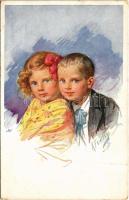 1917 Children art postcard. C.W. Faulkner & Co. Series No. 1147-2. s: K. Feiertag + K.u.K. Feldhaubitzbatterie Nr. 1/32 (fa)