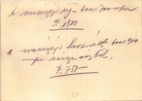 Tóth Antal üzletének reklámja, hátoldalon mosógép árak. Budapest V. Koháry utca 19/a / Hungarian sho...