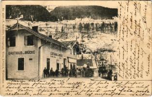 1904 Gorazde, Gorazda (?); Gasthaus zur Brücke des Alois und Maria Pirchner / restaurant and hotel in winter + K. und K. MILIT. POST SARAJEVO (EB)
