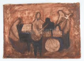 Gyenes Gitta jelzéssel: Zenekar. Akvarell, papír, kissé sérült, 30,55x43 cm