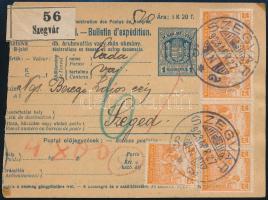 1923 Csomagszállító 5 db postai és 3 db Hivatalos bélyeggel