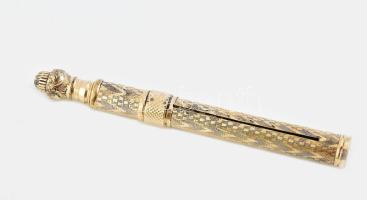 Arany (Au/14k) Leroy Fairchild teleszkópos mártogatós toll. Szép állapotban. Jelzés nélkül. H: 14 cm. Bruttó: 12,16g