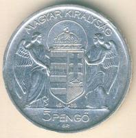1939. 5P Ag "Horthy balra" T:2/3 ph