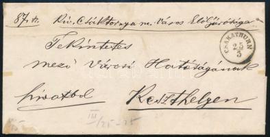 1865 Hivatalos levél CSAKATHURN