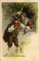 1910 Gruss vom Voisthaler Kränzchen / Austrian folklore, litho s: E. Döcker