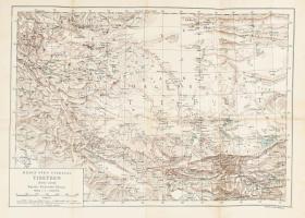 cca 1920 Hedin Sven utazása Tibetben térkép 53x38 cm