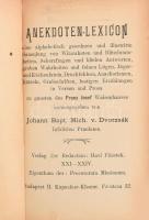 Dvorzsák János: Anekdoten-Lexikon. 415p. Bp., cca 1880 Kiadói vászonkötésben