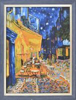 Jelzés nélkül, Van Gogh után: Arles-i kávéház. Akril, farost. Üvegezett fakeretben, 50x40 cm