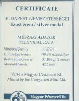 DN "Budapest nevezetességei-Szent Gellért szobor" Ag emlékérem 31,104g (1oz) T:PP Díszdobo...