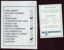 DN "Budapest nevezetességei-Mátyás templom, Lánchíd, Operaház" 3db klf Ag emlékérem 3x 31,...