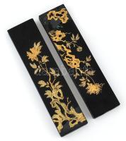 2 db kínai tus pálca. Jelzett. Aranyozott. mintás. 10 cm