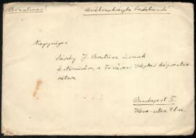 1941 Szilágyi János az Aquincumi Múzeum igazgatójának autográf levele Kézdi-Kovács László (1864-1942...