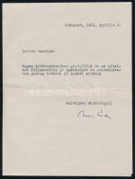 1950 Sárdy Brutus (1892-1970) festőművész részére kitüntetés alkalmából gratuláló levél Nagy Sándortól