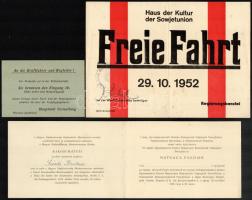1952 Berlin diplomáciai vacsora és kiállítás meghívó és jegy Sárdy Brutus festőművésznek
