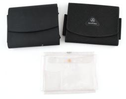 3 db Mercedes-Benz autós fedélzeti dokumentumtartó táska (két fekete, egy átlátszó), 23x19 cm körül