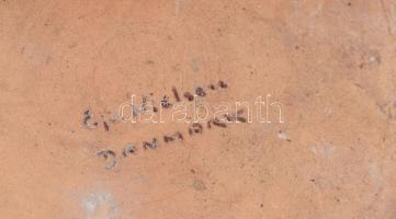 Ejvind Nielsen, Tál, mázas kőedény, Művész Stúdió, Dánia, 1950-es évek. Jelzett, Korának megfelelő á...