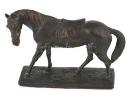 Bronzírozott fém ló szobrocska 20 cm