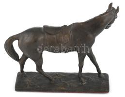 Bronzírozott fém ló szobrocska 20 cm