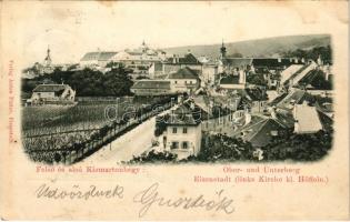 1899 (Vorläufer) Kismarton, Eisenstadt; Felső- és Alsó-Kismartonhegy. Anton Pinter kiadása / Ober- und Unterberg Eisenstadt (links Kirche kl. Höflein) / general view, church (fl)