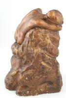 Zsákodi Csiszér János (1883-1953): Szieszta 1917. Bronzírozott gipsz. Jelzett, kisebb lepattanásokka...