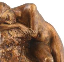 Zsákodi Csiszér János (1883-1953): Szieszta 1917. Bronzírozott gipsz. Jelzett, kisebb lepattanásokka...