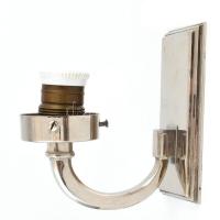 Art deco falikar, nikkelezett fém, szögletes üvegbúrával, a búrán kis repedés és csorba, 20x15x8,5 c...